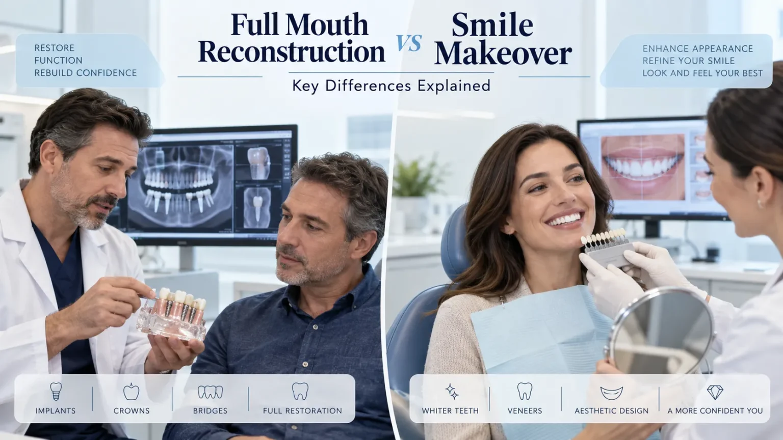 Full Mouth Reconstruction vs Smile Makeover Contribute to Our Blog Full Mouth Reconstruction vs Smile Makeover Contribute to Our Blog