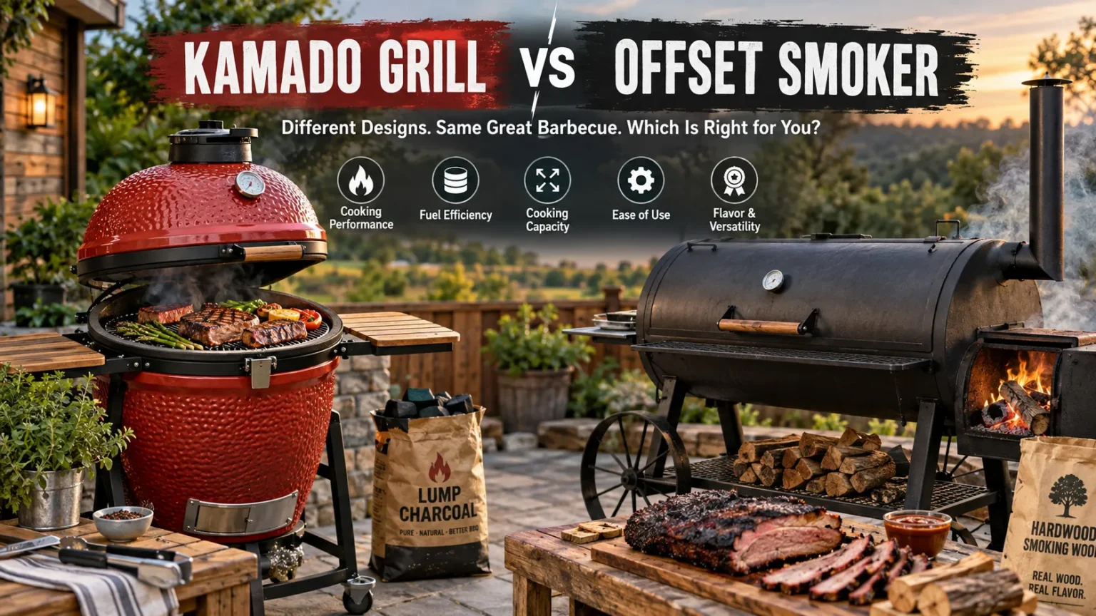 Kamado Grill vs Offset Smoker Comparison Chart: Key Differences Kamado Grill vs Offset Smoker Comparison Chart