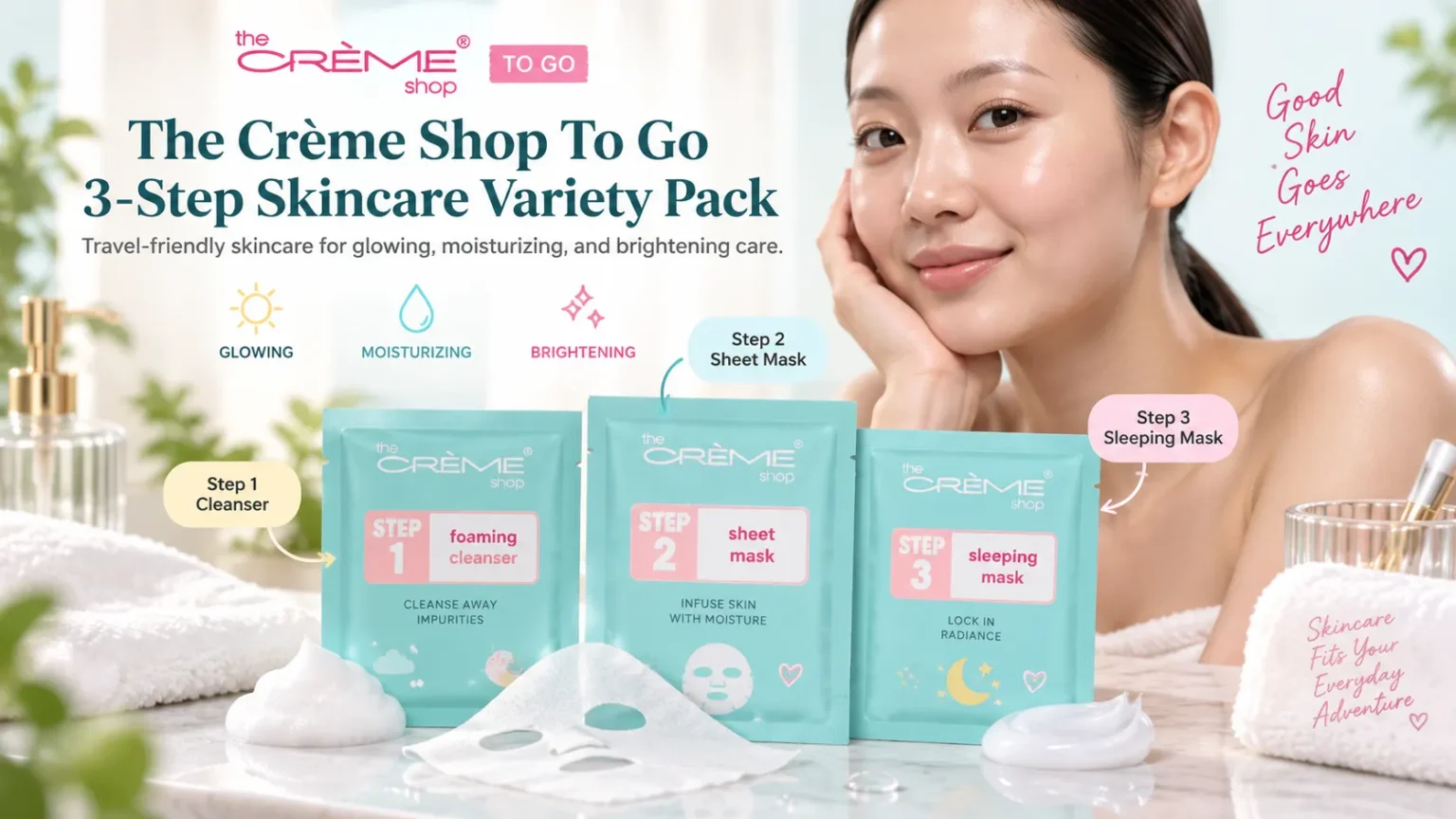 The Crème Shop To Go 3-Step Skincare Variety Pack