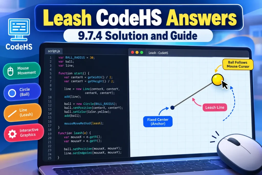 Leash CodeHS Answers: 9.7.4 Solution and Guide Leash CodeHS Answers: 9.7.4 Solution and Guide