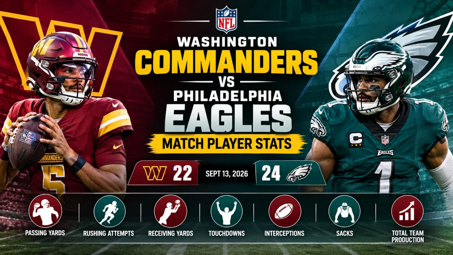 Washington Commanders vs Philadelphia Eagles Match Player Stats Washington Commanders vs Philadelphia Eagles Match Player Stats