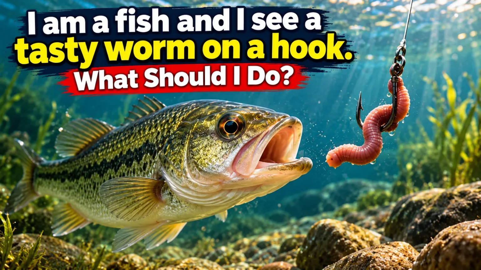 I am a fish and I see a tasty worm on a hook. What Should I Do? I am a fish and I see a tasty worm on a hook.