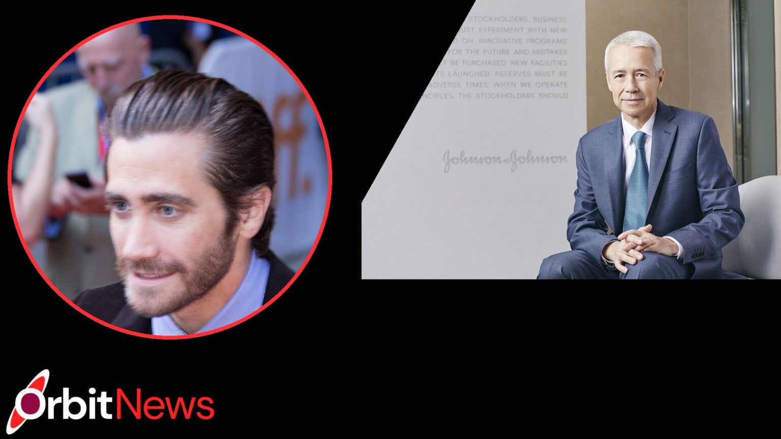 Jake Gyllenhaal and Joaquin Duato: Acting, Vision and Healthcare Jake Gyllenhaal and Joaquin Duato in the OrbitNews black frame, red circular inset and slanted right panel