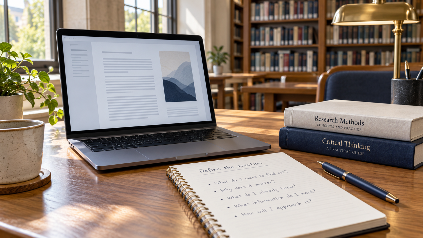 allintext:sabotage: Find Sources and Assess the Claim 2 Research desk illustrating how to define a focused search question