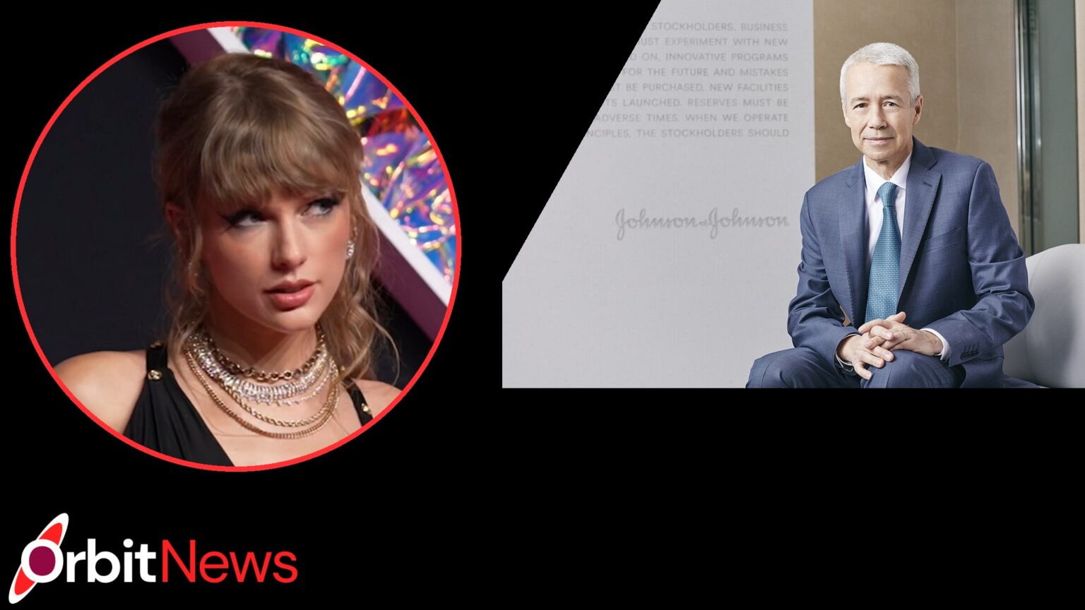 Taylor Swift and Joaquin Duato: Music, Leadership and Public Trust Taylor Swift and Joaquin Duato in the OrbitNews black frame, red circular inset and slanted right panel